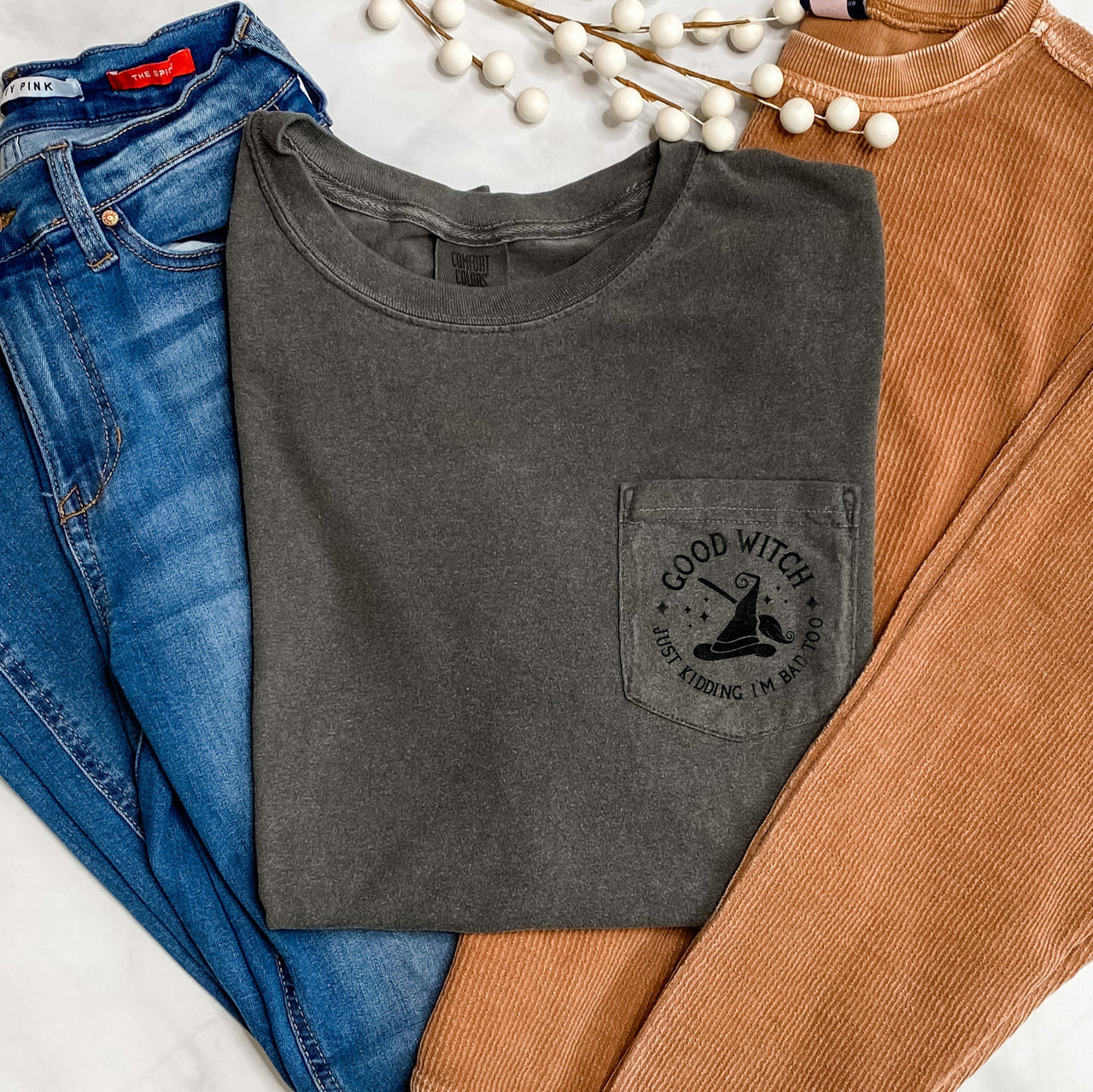 Good Witch Halloween Pocket Comfort Colors Tee