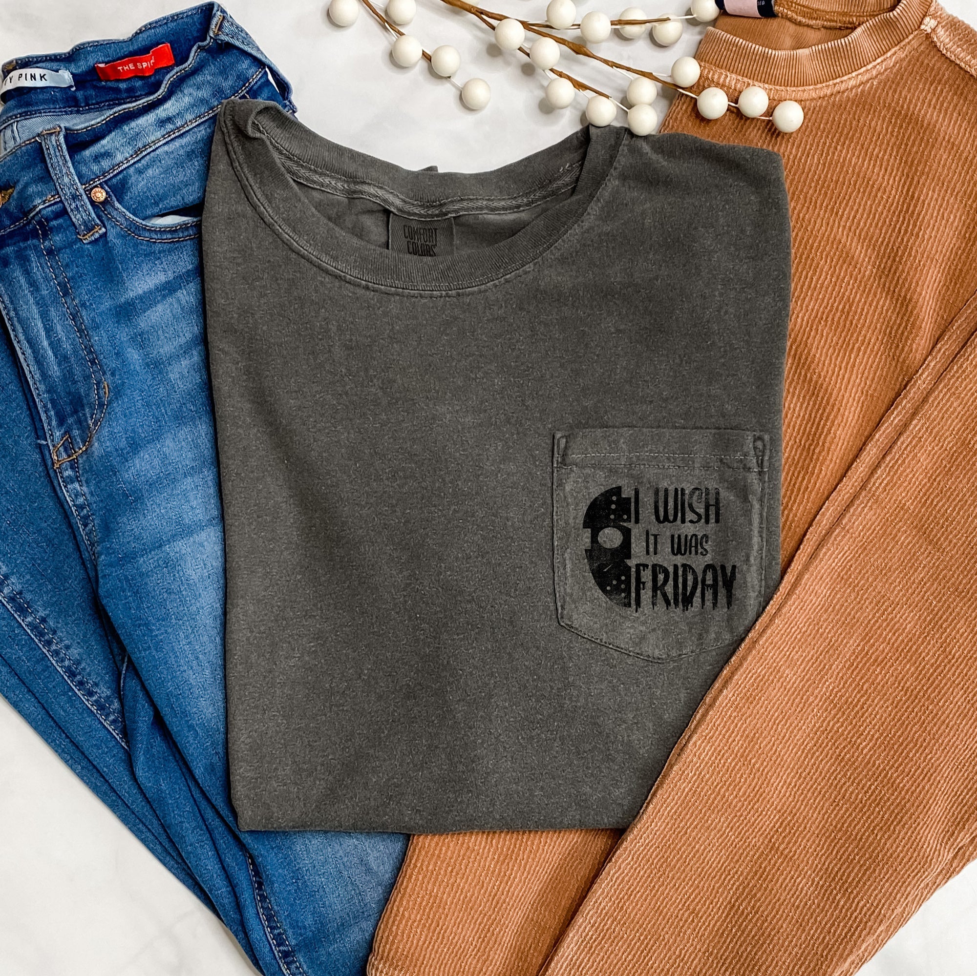 I Wish It Was Friday Halloween Pocket Deluxe Edition Limited Release Comfort Colors Tee