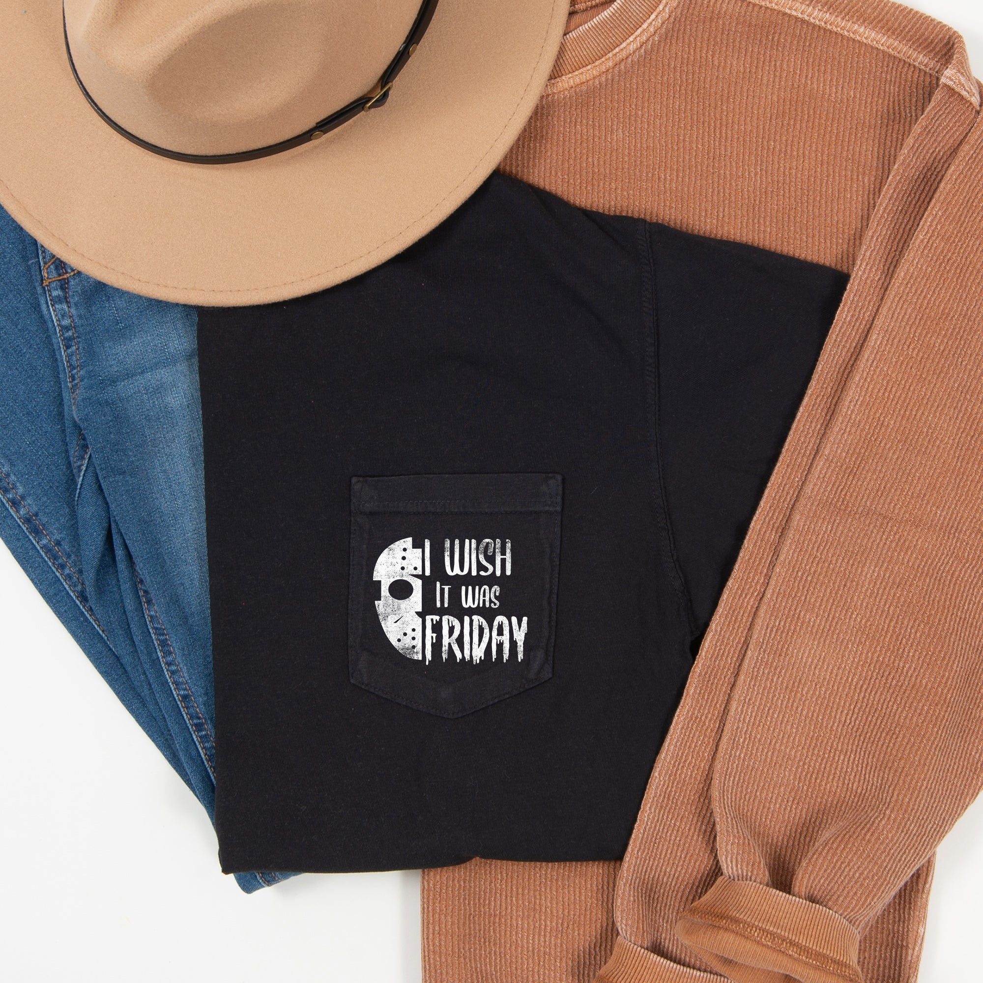 I Wish It Was Friday Halloween Pocket Design For Weekend Vibe Lovers Comfort Colors Tee