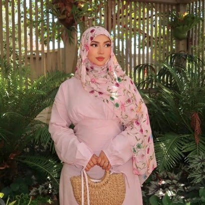 Poly-Cotton Floral Print Hijab Scarf(MH226)