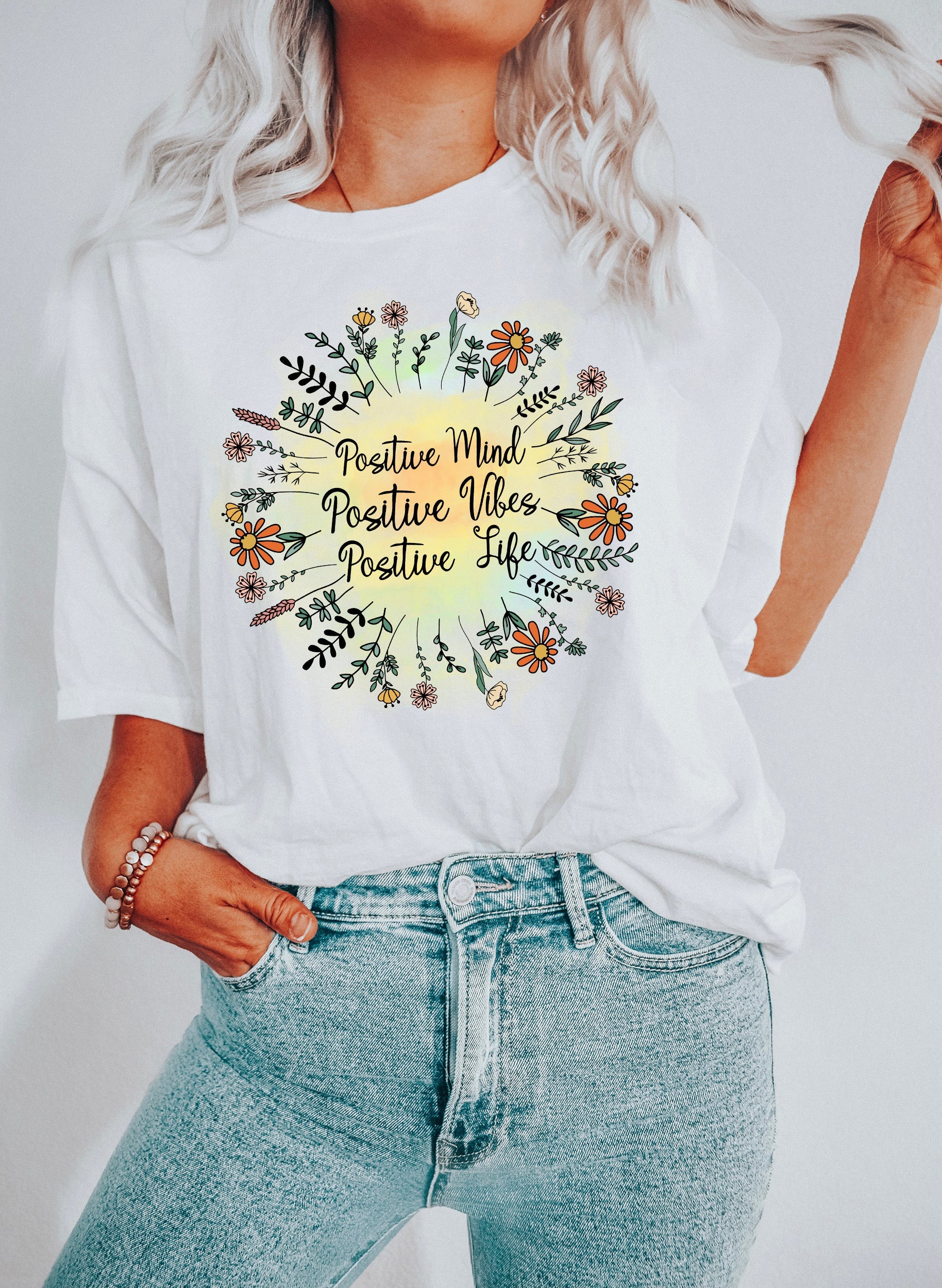 Positive Mind Positive Vibes Positive Life Comfort Colors Tee