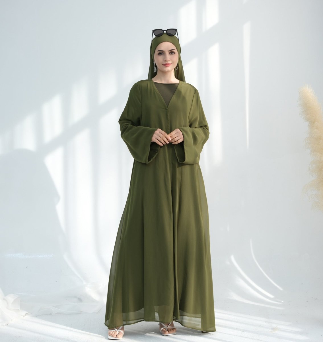 Premium Chiffon 3-Piece Set Abaya(MOA231)