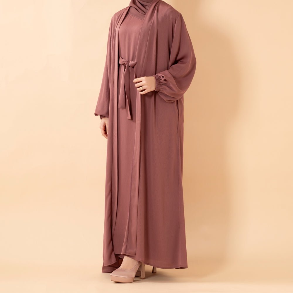 Premium Nida Zoom Open Abaya 3-Piece Set (MOA239)