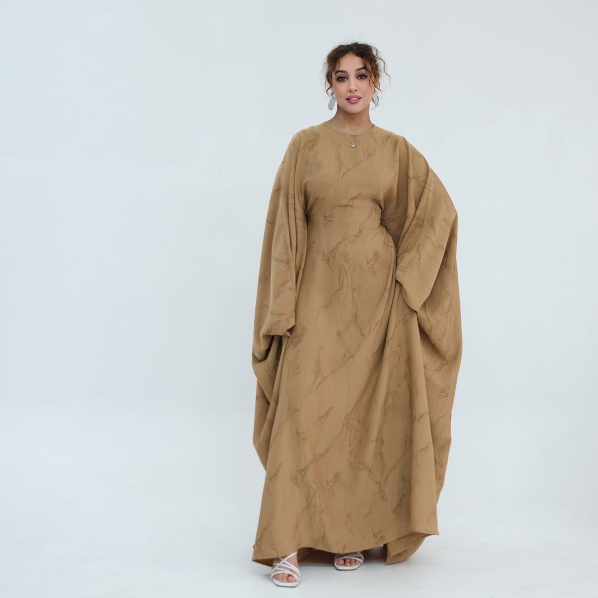 Print Batwing Sleeve Maxi Dress(MA446)