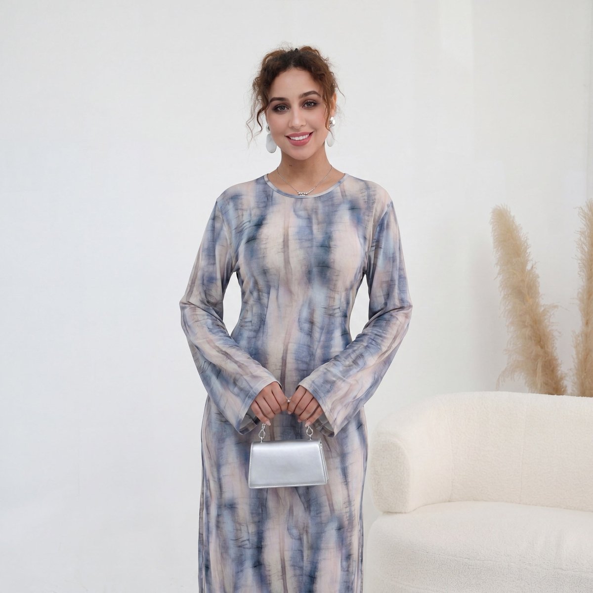 Print Stretch Maxi Dress(MS429)