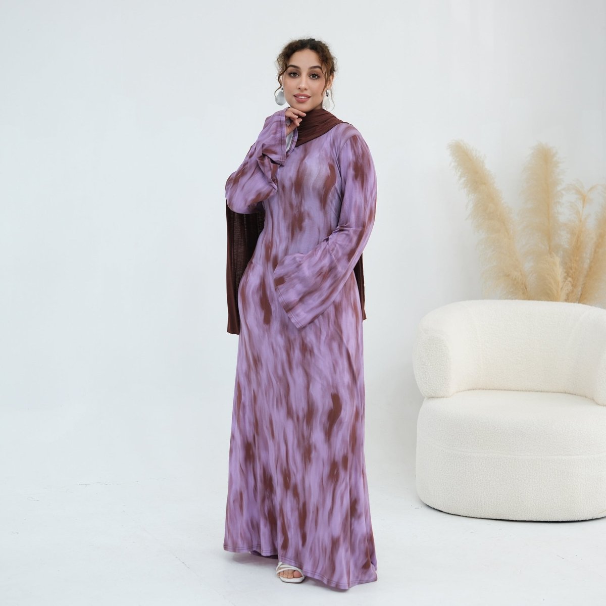 Print Stretch Maxi Dress(MS429)