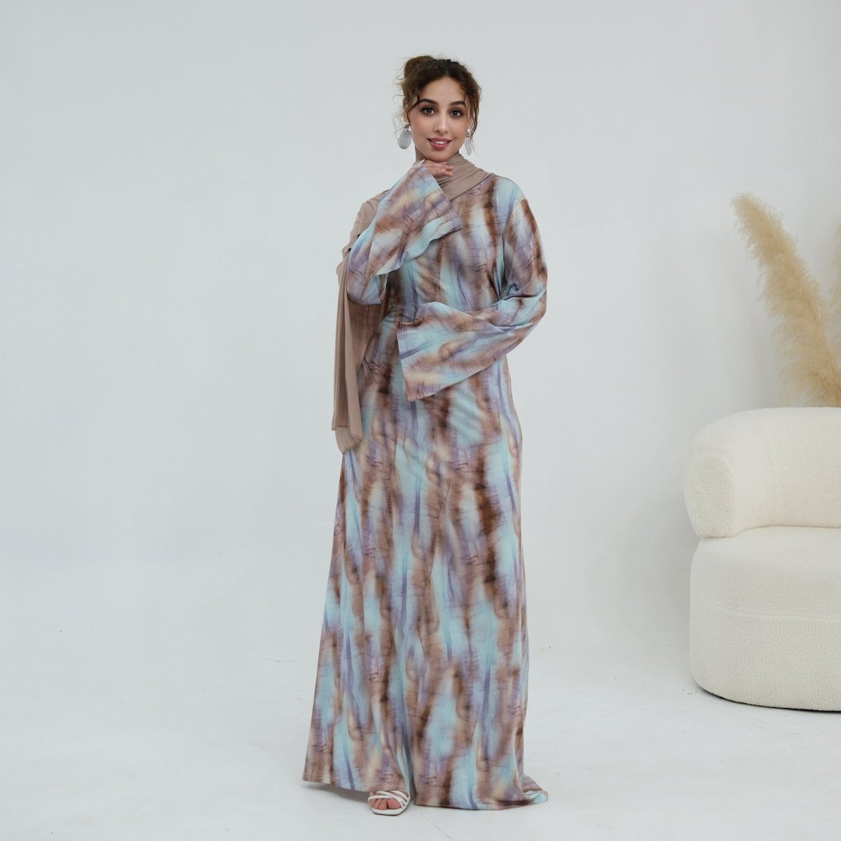 Print Stretch Maxi Dress(MS429)