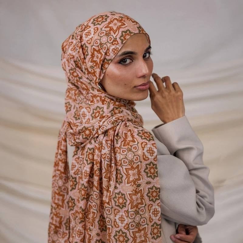 Printed Cotton Hijab Scarf | Soft Breathable Long Headscarf(MH201)