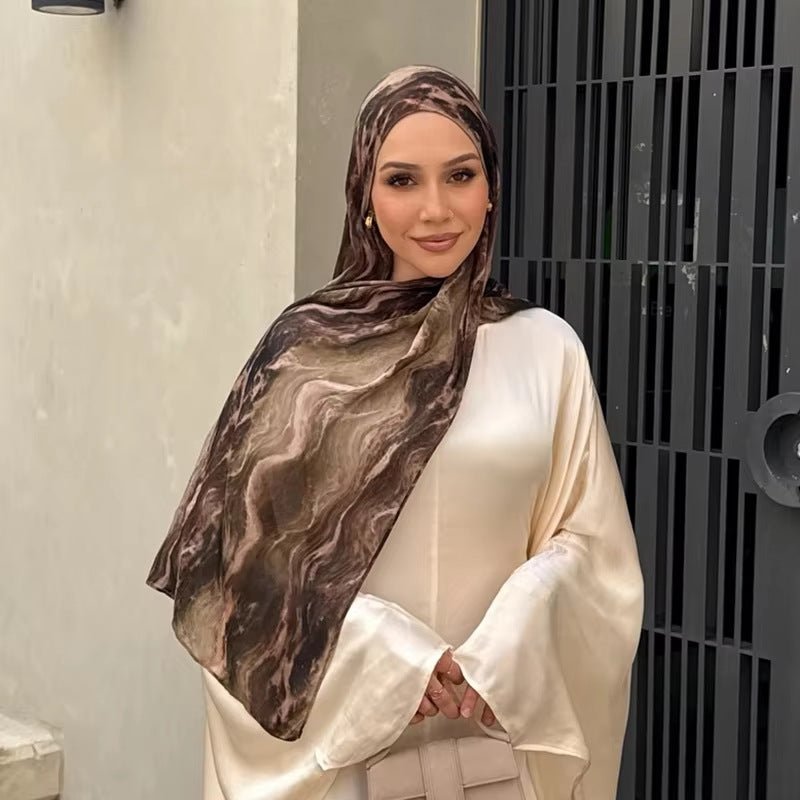 Printed Cotton Hijab Scarf | Soft Breathable Long Headscarf(MH201)