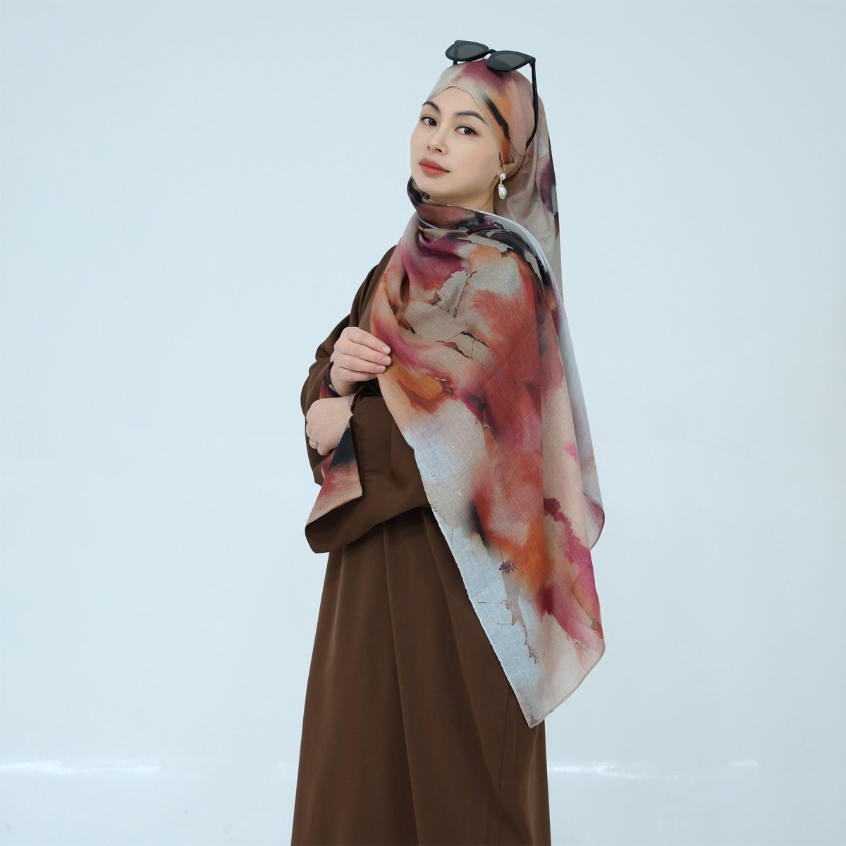 Printed Cuff Nida Abaya & Hijab Set | Relaxed Pocket Maxi Dress Abaya (MA360)