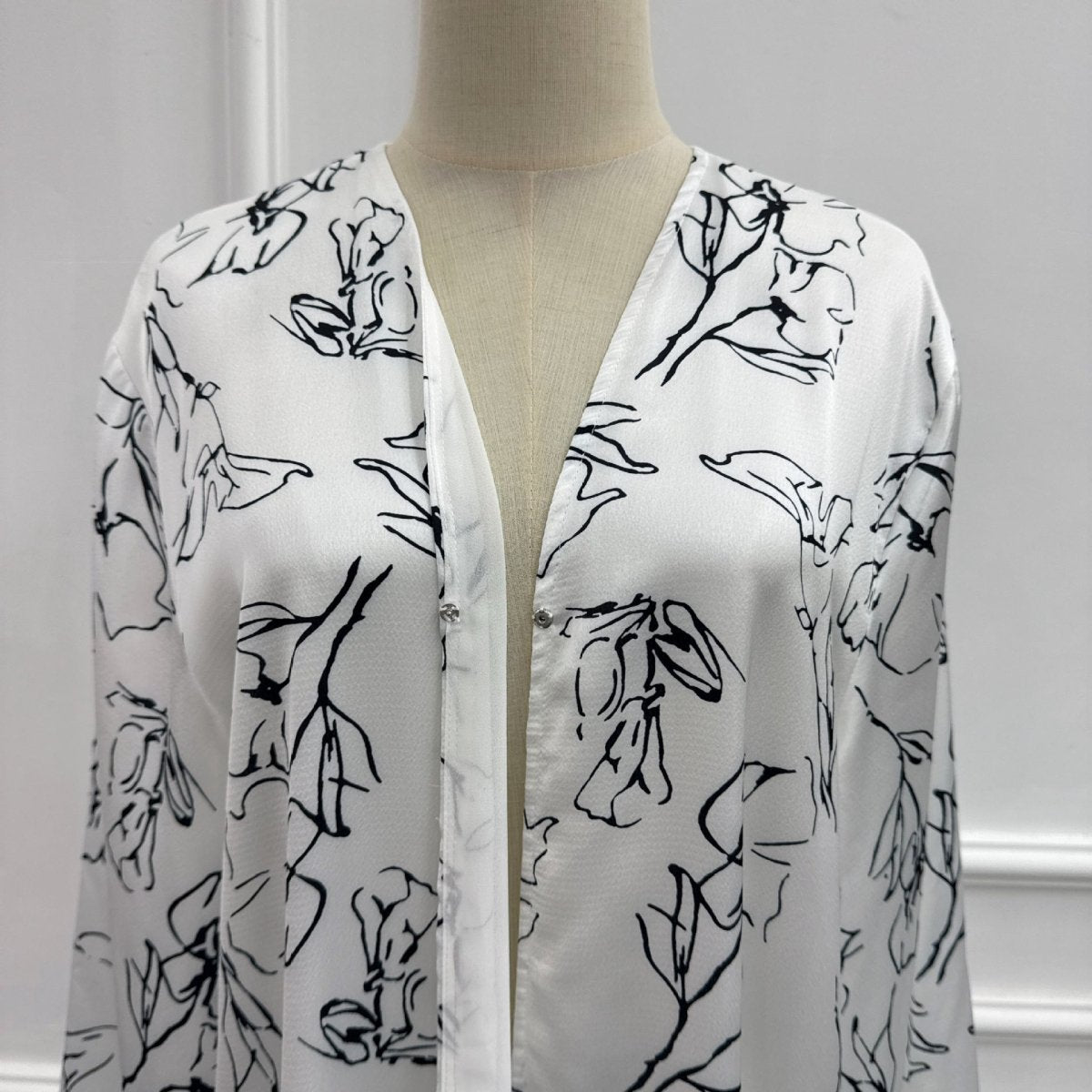 Printed Double-Layer Open Abaya & Hijab Set(MOA324)