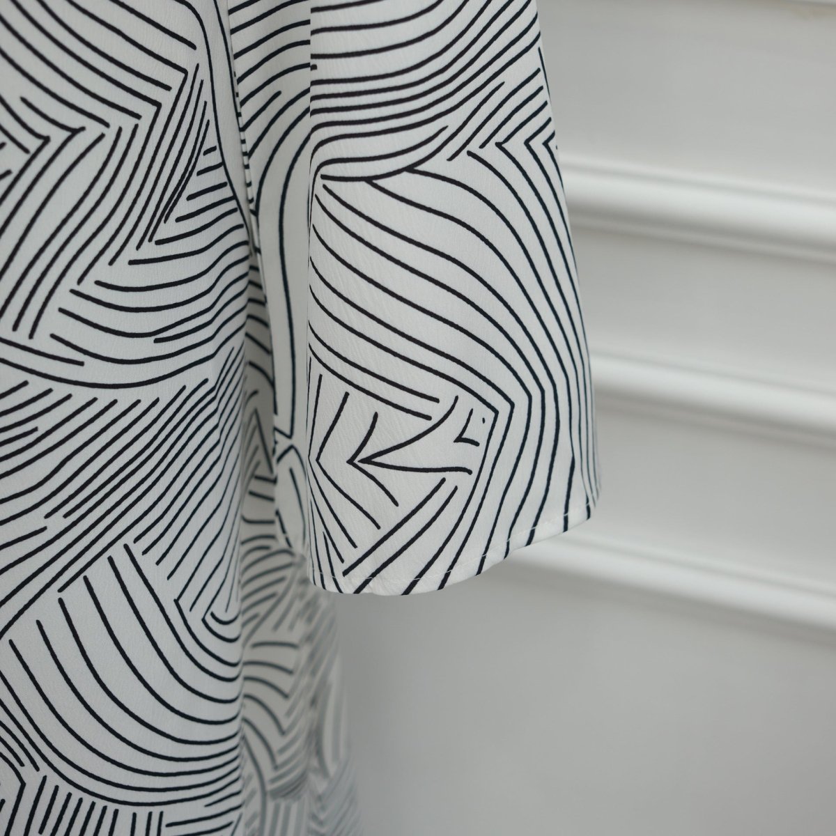 Printed Washed-Crinkle Bell Sleeve Maxi Dress(MS474)