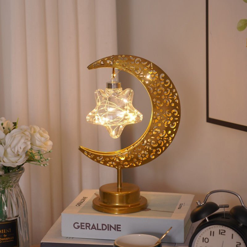 Ramadan Iron Star & Crescent Lamp Festive Candle Holder Decor (MAC399)
