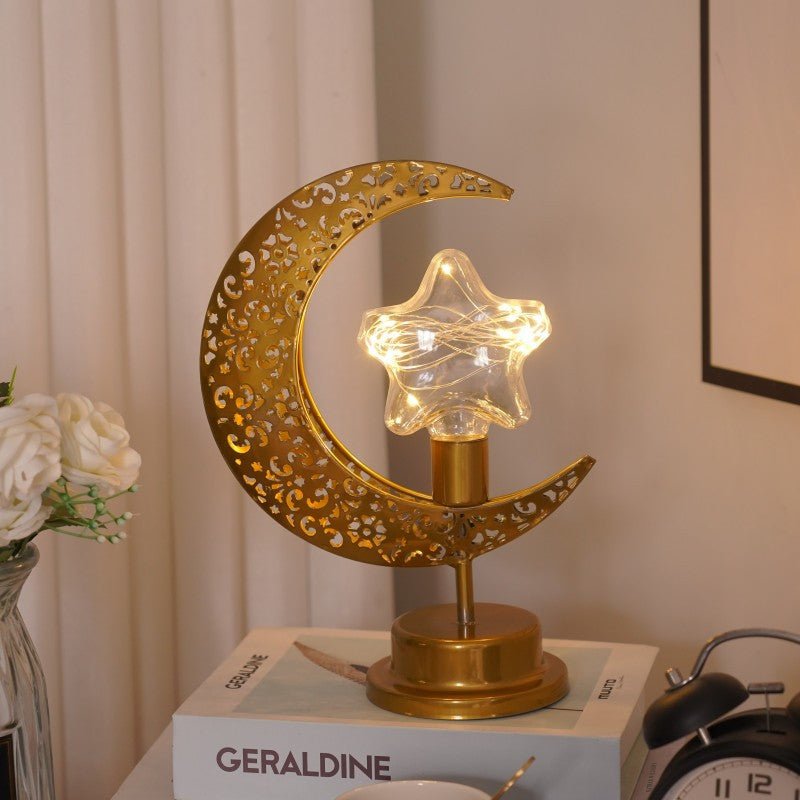 Ramadan Iron Star & Crescent Lamp Festive Candle Holder Decor (MAC399)