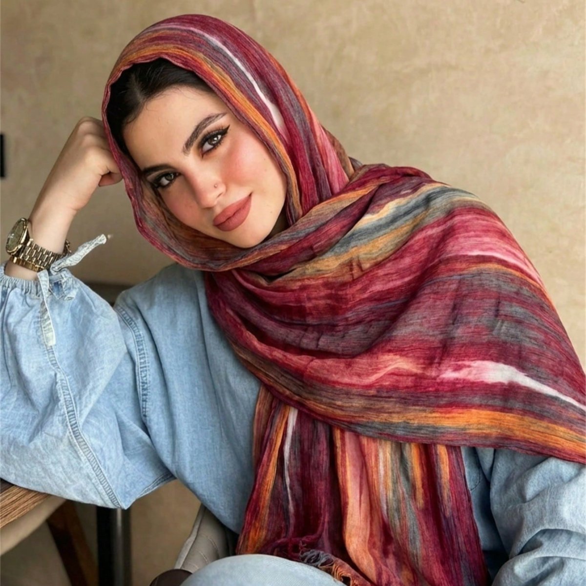 Rayon Gradient Tie-Dye Scarf  | Rayon Gradient Hijab (MH216)