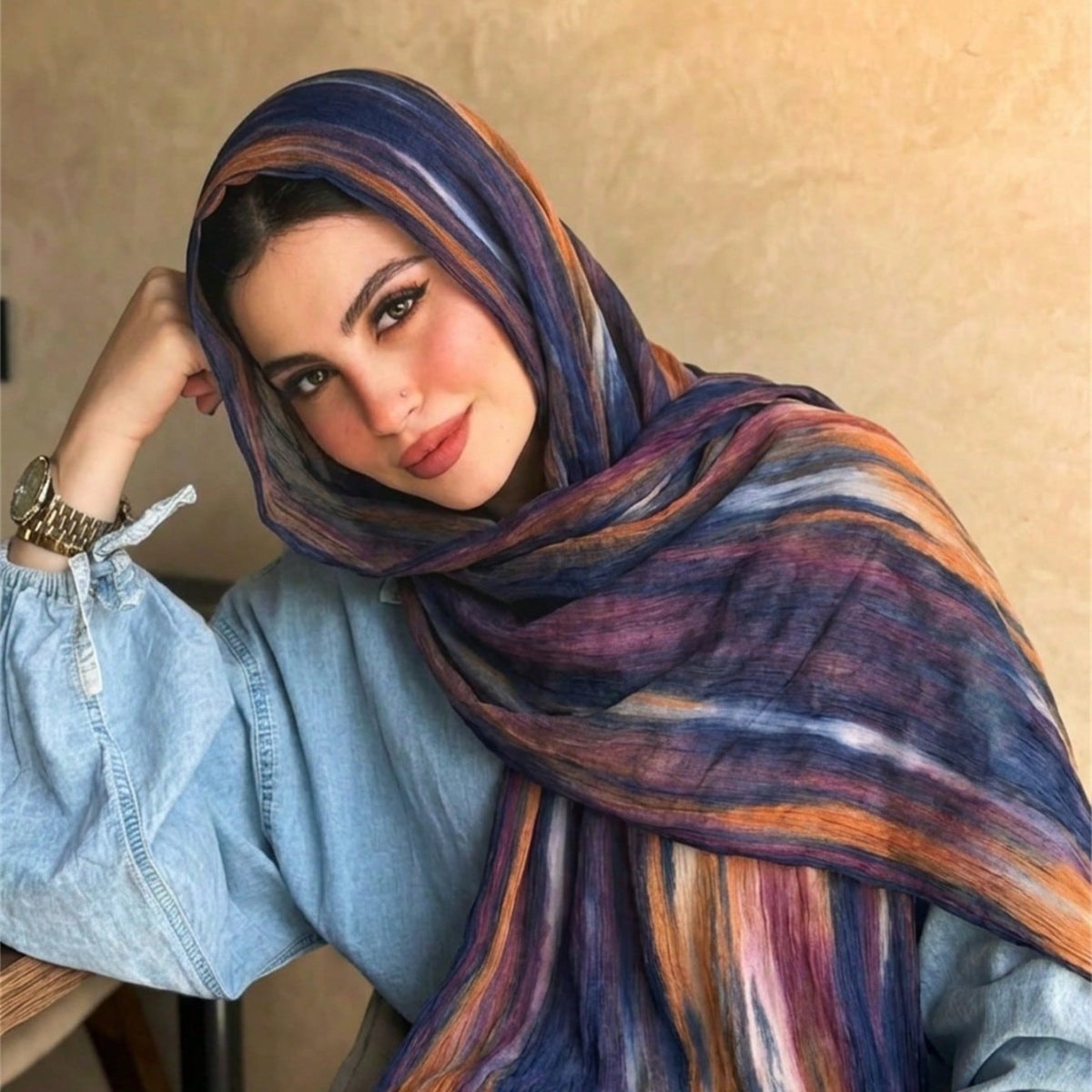 Rayon Gradient Tie-Dye Scarf  | Rayon Gradient Hijab (MH216)