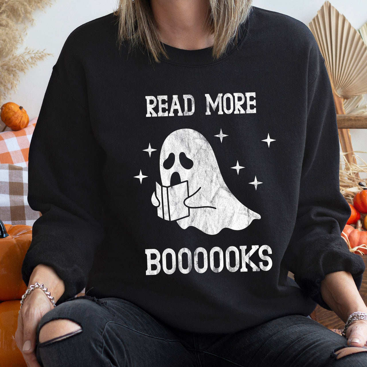 Read More Books Halloween Cozy Reading Lover Quote For Bookworms Literary Autumn Sweatshirt