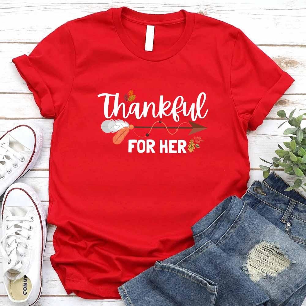 Thankful For Her/Him Valentines Couple T-Shirt – Cute Matching Holiday Tees
