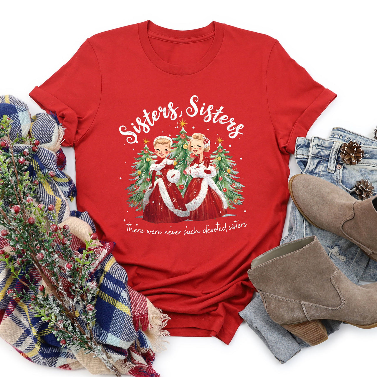 Sisters White Christmas Movie Musical Vintage Theatrical Tribute Inspired By Classic Film Poster Graphic Tee