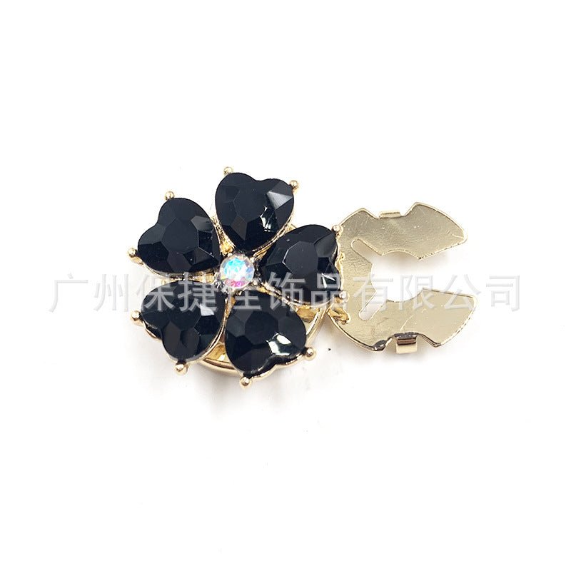 Rhinestone Button Covers | Crystal Flower Decorative Clips(MAC359)