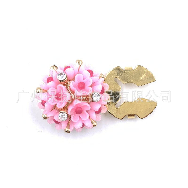 Rhinestone Button Covers | Crystal Flower Decorative Clips(MAC359)