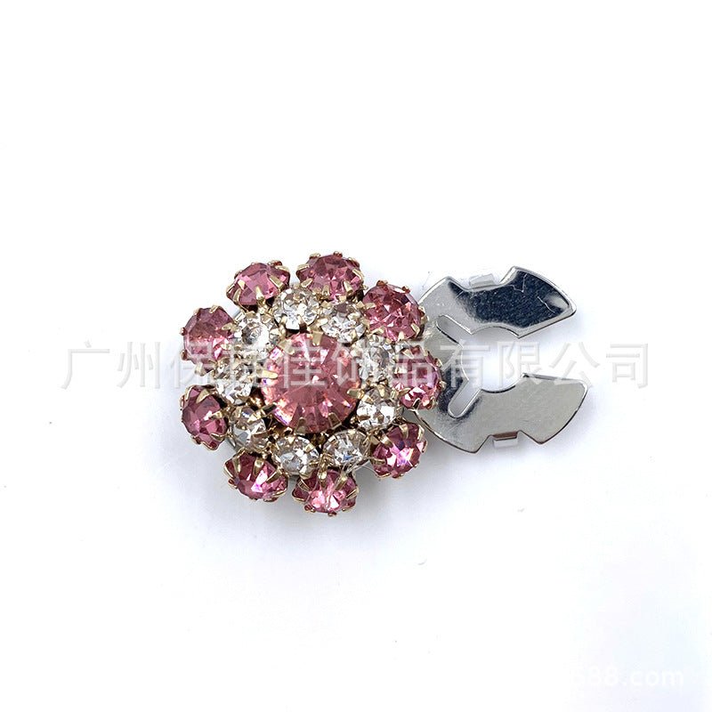 Rhinestone Button Covers | Crystal Flower Decorative Clips(MAC359)