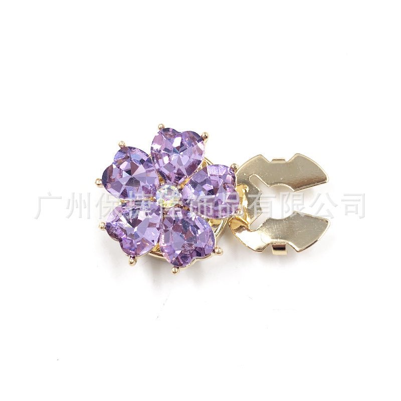 Rhinestone Button Covers | Crystal Flower Decorative Clips(MAC359)