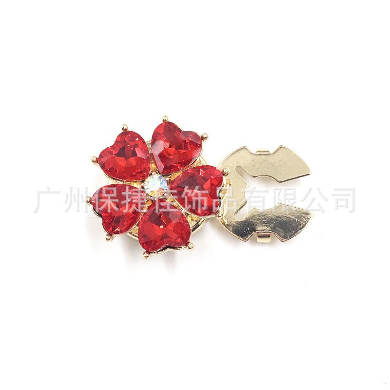 Rhinestone Button Covers | Crystal Flower Decorative Clips(MAC359)