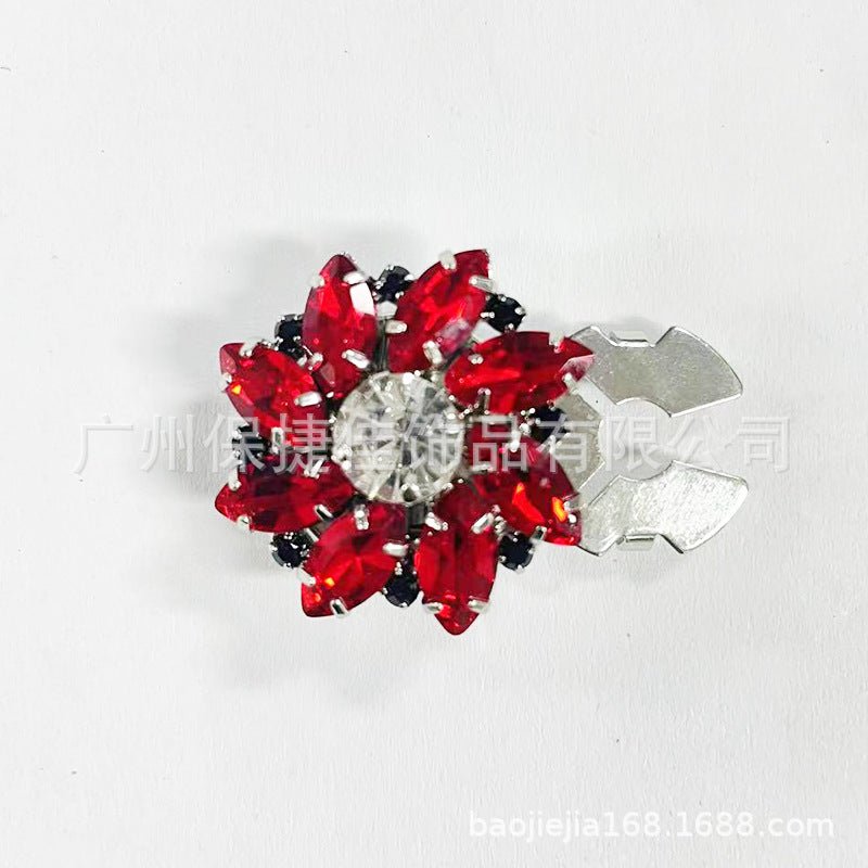 Rhinestone Button Covers | Crystal Flower Decorative Clips(MAC359)