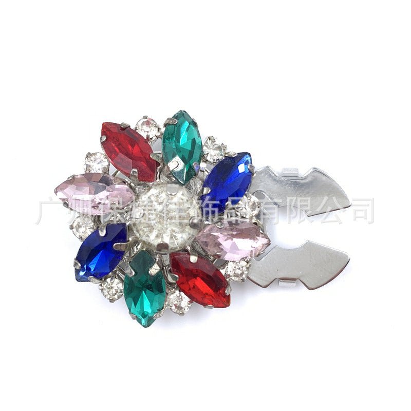 Rhinestone Button Covers | Crystal Flower Decorative Clips(MAC359)
