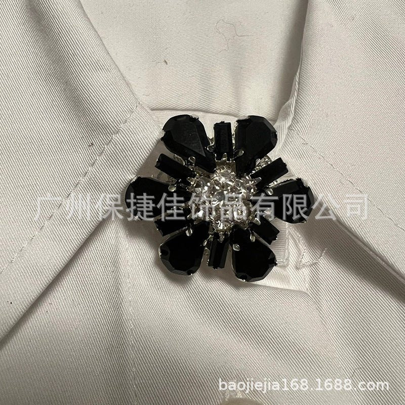 Rhinestone Button Covers | Crystal Flower Decorative Clips(MAC359)
