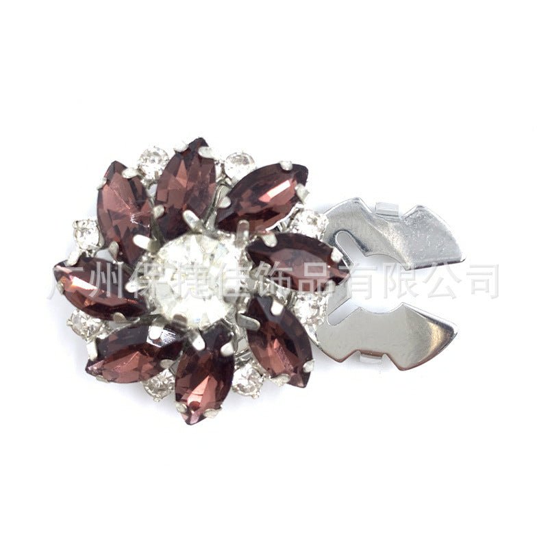 Rhinestone Button Covers | Crystal Flower Decorative Clips(MAC359)