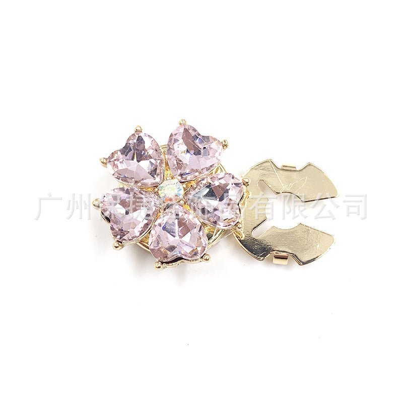 Rhinestone Button Covers | Crystal Flower Decorative Clips(MAC359)