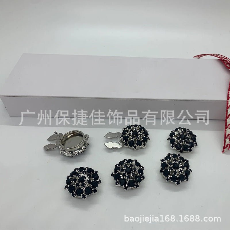 Rhinestone Button Covers | Crystal Flower Decorative Clips(MAC359)