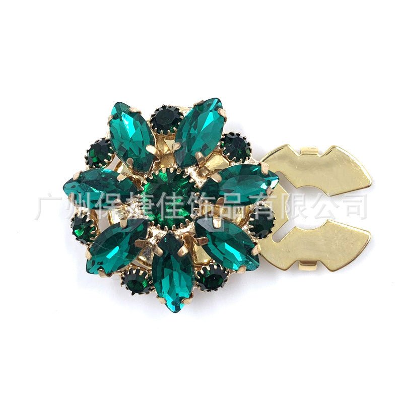 Rhinestone Button Covers | Crystal Flower Decorative Clips(MAC359)