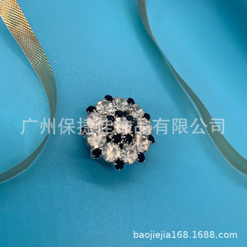 Rhinestone Button Covers | Crystal Flower Decorative Clips(MAC359)