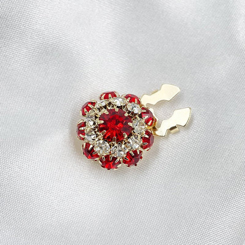 Rhinestone Button Covers | Crystal Flower Decorative Clips(MAC359)
