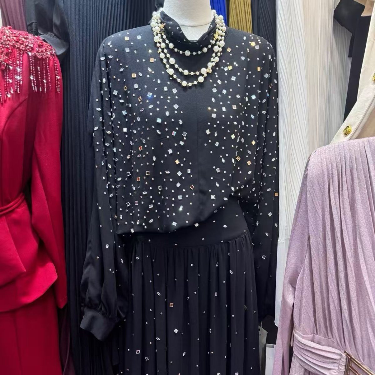 Rhinestone Embellished Two-Piece Set(MS383)
