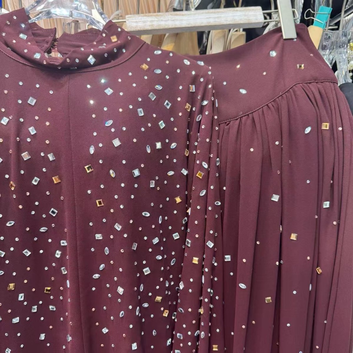 Rhinestone Embellished Two-Piece Set(MS383)