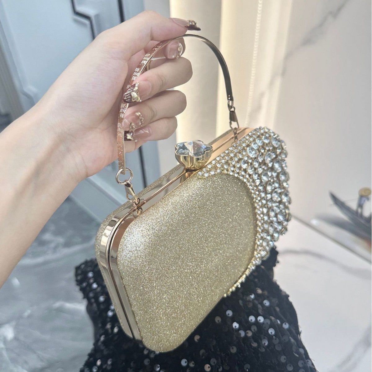 Rhinestone Evening Clutch | Crystal Party Bag with Chain Strap(MAC353)