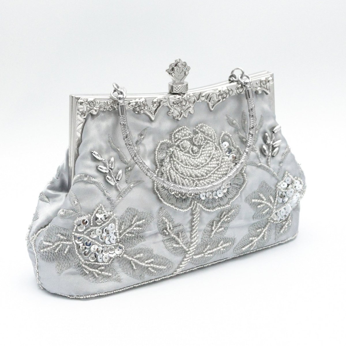 Rhinestone Rose Embroidery Beaded Vintage Clutch Bag (MAC292)