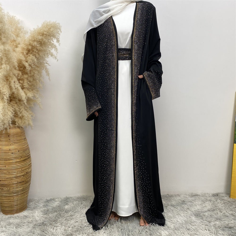 Rhinestones Open Abaya With Side Pockets (MOA046)