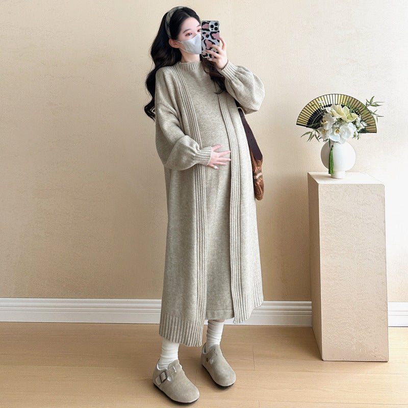 Ribbed Knit Cardigan & Tank Dress Set(MS202)