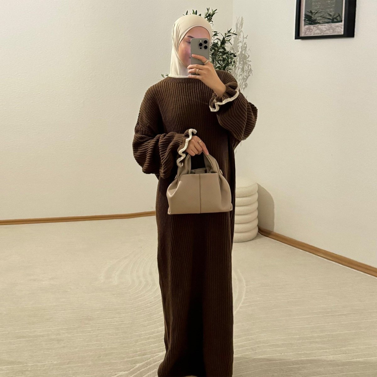 Ribbed Knit Dress with Ruffle Cuffs (MA388)