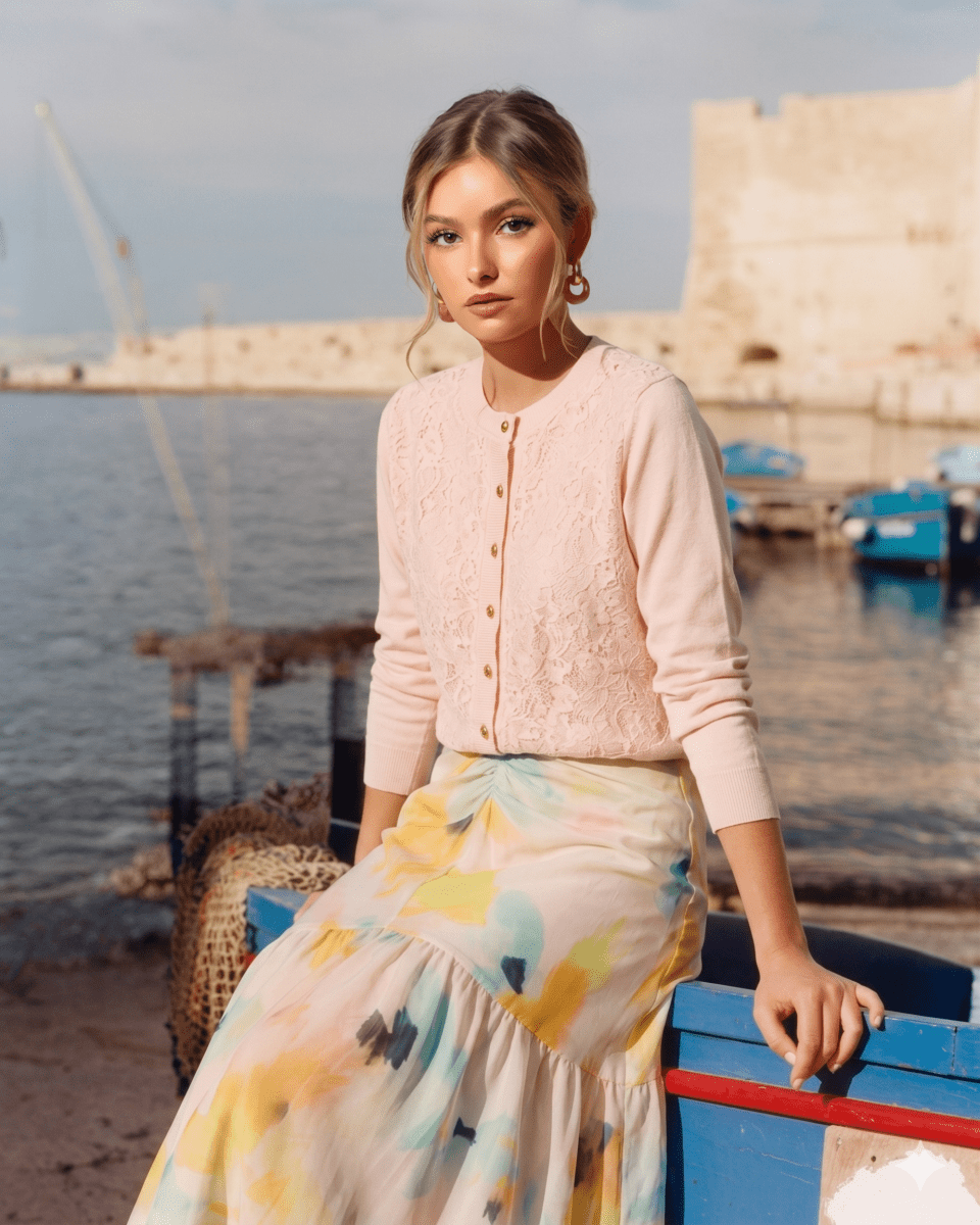Rina Skirt (Peach Green)