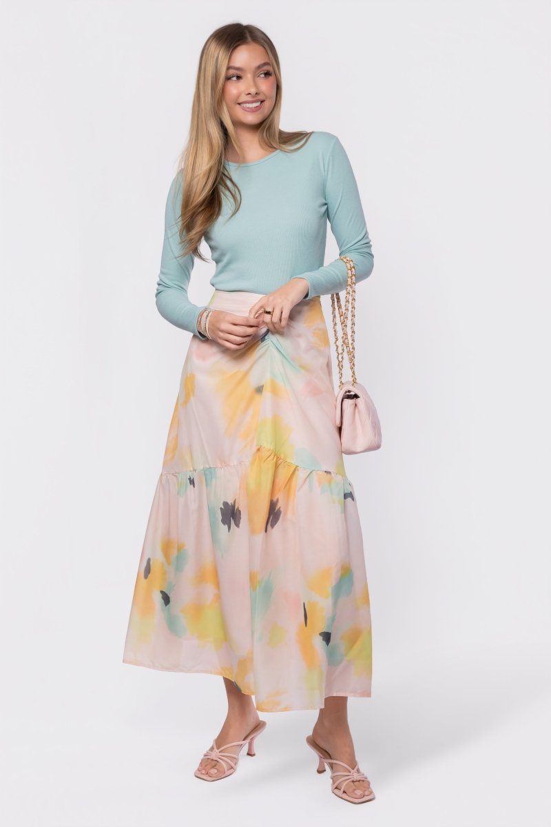 Rina Skirt (Peach Green)