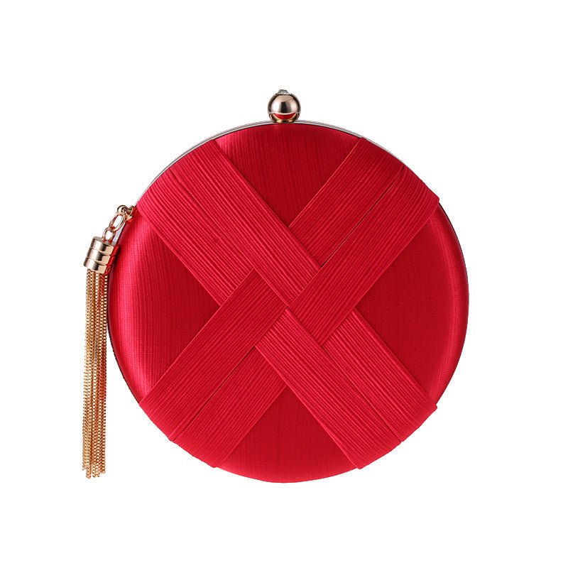 Round Evening Clutch Handbag with Braided Accent (MAC287)