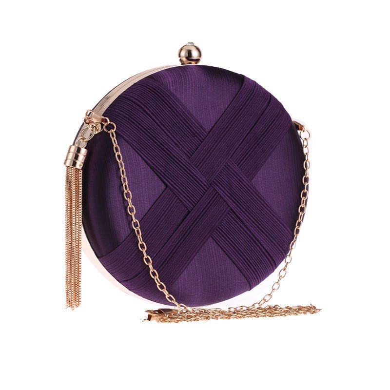 Round Evening Clutch Handbag with Braided Accent (MAC287)