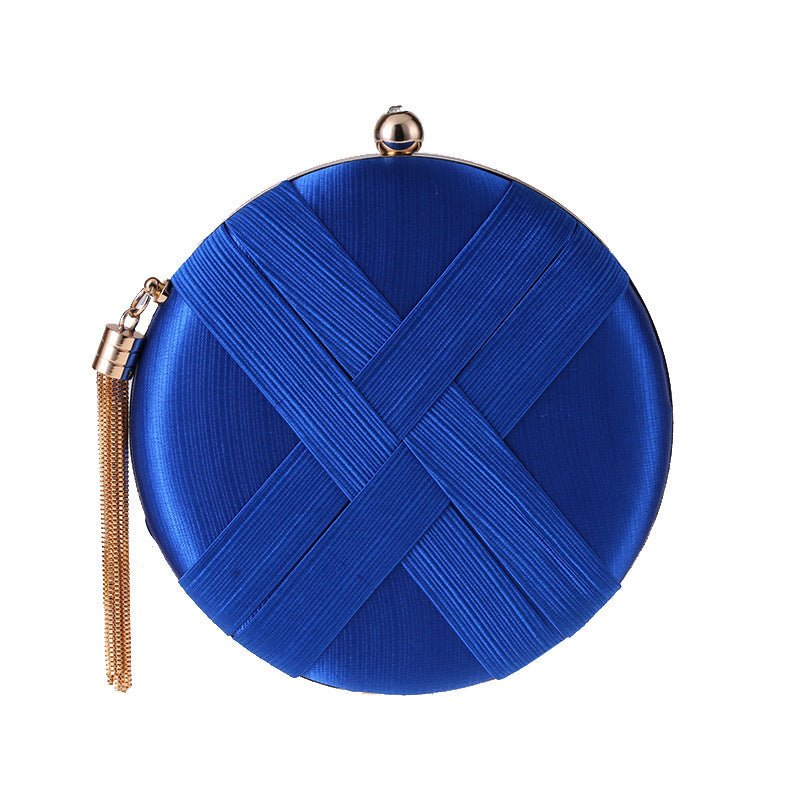 Round Evening Clutch Handbag with Braided Accent (MAC287)