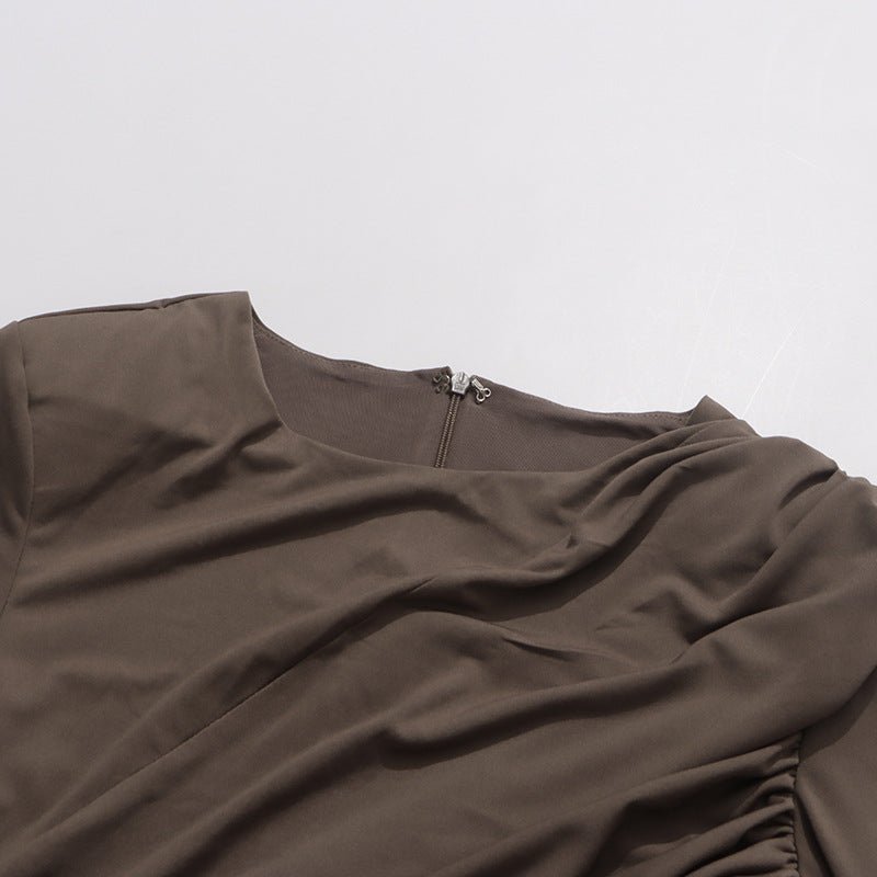 Ruched Dress with Braided Cutout Waist (MS345)